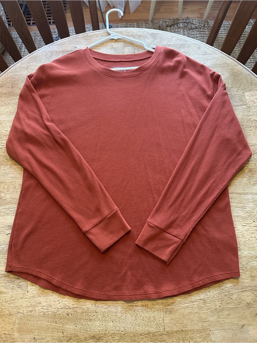 Long-Sleeve Waffle Thermal Shirt — Rust Terra Cotta